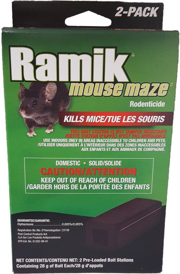 RAMIK RF RODENTICIDE IS A SPECIALLY FORMULATED MULTI FEED INTERIOR BAIT STATION USED BY PROFESSIONALS TO QUICKLY REDUCE MOUSE AND RAT POPULATIONS. WAX COATED BLOCKS ENSURE MOISTURE WILL NOT COMPROMISE THE INGREDIENTS. CONTAINS DIPHACINONE