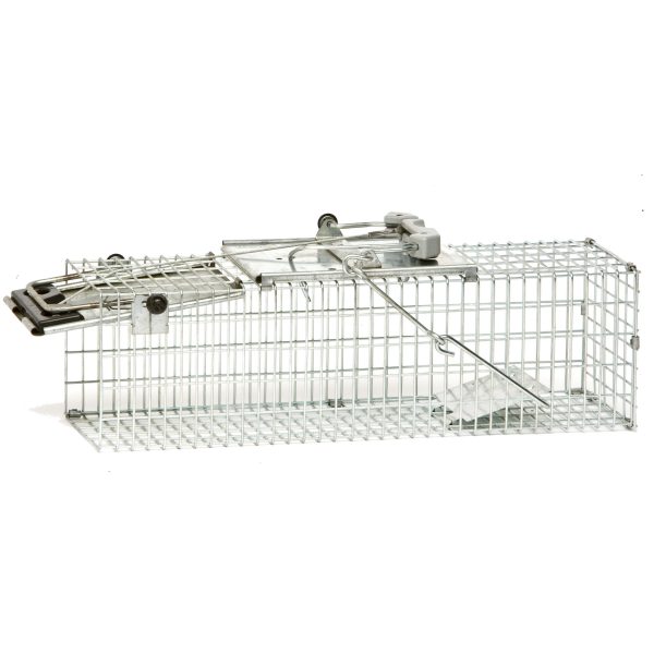 Havahart Animal Trap is the new standard in traps. The patent pending design is easy to set, easy to release. Perfect for first time trappers, one simple move and the traps are set! Havahart Easy Set traps are constructed of sturdy rust-resistant wire mesh with steel reinforcements for long life. The traps are galvanized for maximum resistance to rust and corrosion. Mesh openings are smaller than competing traps of comparable size to prevent stealing the bait from the outside. Spring-loaded doors and sensitive triggers ensure quick, secure captures that targets the specific animal's size, eliminating undesired catches. Solid doors and handle guards protect users during transportation, while smoothed internal edges protect and prevent injuries to animals. This trap has been professionally field tested. Made in the U.S.A.