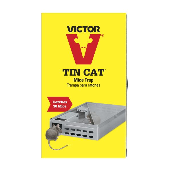 You can get rid of the mice at your business without having to see or touch them or kill them - this live trap is the ideal solution for you! The Victor TIN CAT Mouse Trap allows you to catch up to 30 mice and is reusable. To increase the efficacy of this trap, use it with the pre-baited M309 Victor Glue Board. The Glue Board easily slides into the trap to help catch the mice. This live trap can be used around food, water, children and pets.